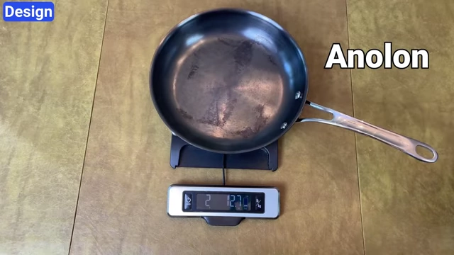 Weight of the 10-inch Anolon pan on a scale.
