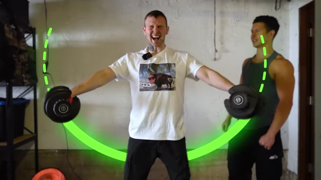 Dayton performing half reps with increased weight in a reverse drop set.
