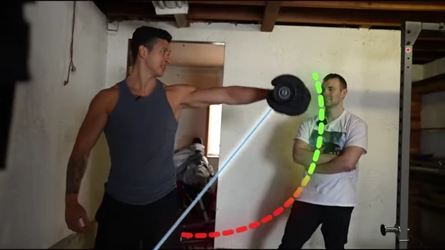 Leaning dumbbell raise mimicking cable resistance profile for side delts.