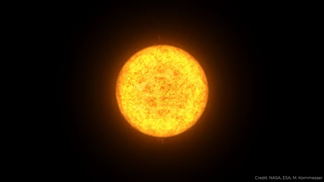 Artist's impression of a pulsating star, representing a Cepheid variable star whose pulsation period is directly linked to its intrinsic brightness.