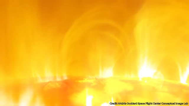 Artist's impression of magnetic fields or other forces extracting material from the Sun's surface, illustrating the concept of stellar lifting.