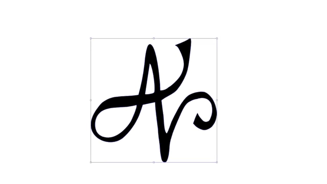 The selected monogram being digitally refined, showing anchor points for precise curve adjustments.