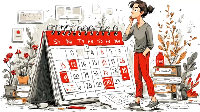 Woman looking at a calendar, indicating limited maternity leave