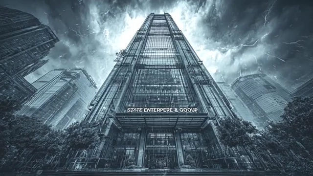 Large, imposing corporate building, symbolizing concentrated media ownership