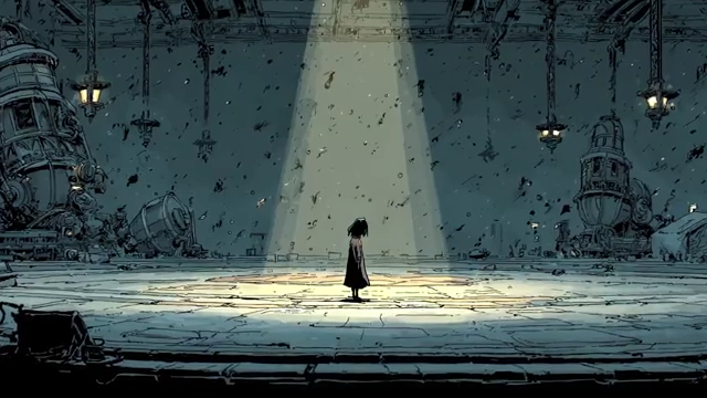 Person standing alone in a spotlight in a desolate landscape