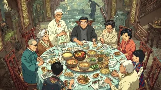 A multi-generational family having dinner, representing demographic continuity