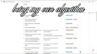 A Notion page titled "be my own algorithm" showing a checklist of various videos and articles to watch or read, categorized for digital hygiene.