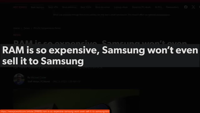 News headline questioning if RAM is so expensive that Samsung might not supply its own units, highlighting market scarcity.