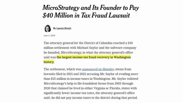 News on Michael Saylor's $40 million tax fraud lawsuit settlement