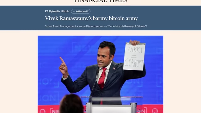 Financial Times article on Vivek Ramaswamy's involvement with Bitcoin