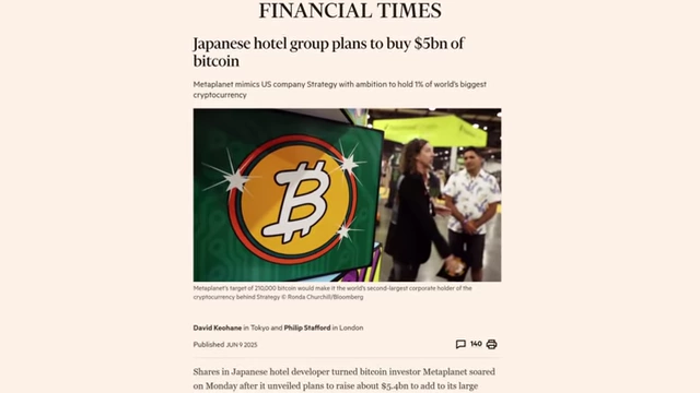 Financial Times article on Metaplanet's plan to acquire Bitcoin