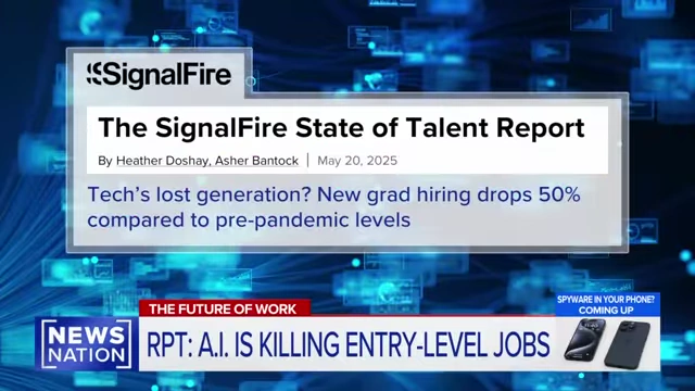 SignalFire report headline: Tech's lost generation? New grad hiring drops 50% compared to pre-pandemic levels.