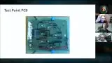 A test point carrier PCB with various components