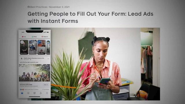 Facebook lead ad showcasing in-app lead capture without leaving the platform