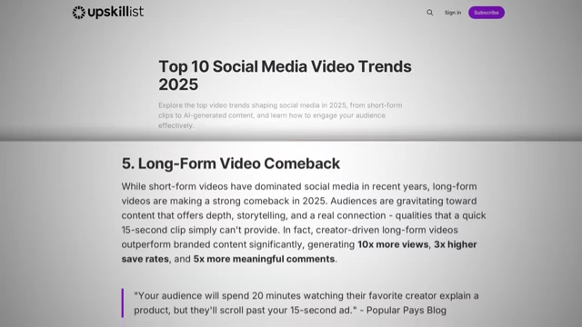 Upskillist study highlighting the superior performance of long-form videos