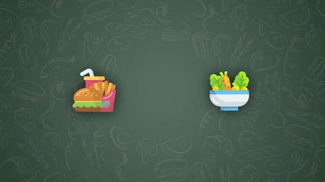 Analogy comparing junk food (left) to nutrient-dense food (right) in content consumption