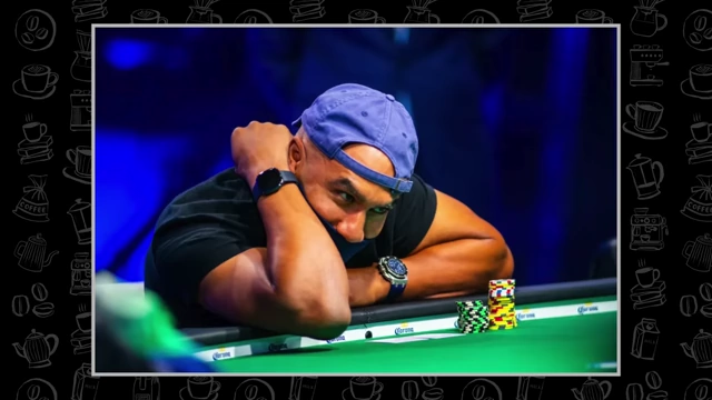 Bill Perkins, wearing a black shirt and a baseball cap, is leaning on a poker table with poker chips in front of him.