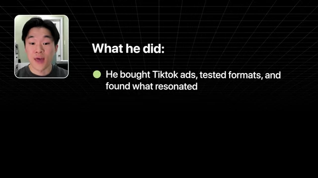 What he did: He bought TikTok ads, tested formats, and found what resonated