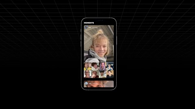 Lobby app's "Moments" feature showing friends interacting in real-time