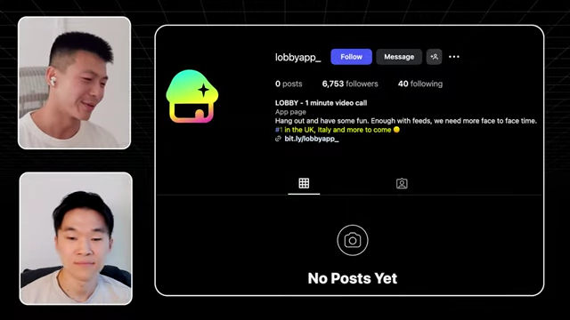 Lobby app's Instagram profile showing its global reach and #1 rankings