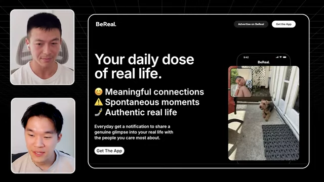 BeReal website, illustrating a synchronous social experience