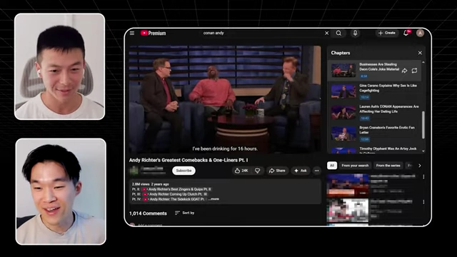 Talk show example with a host, guest, and a "third guy" (Andy Richter) to maintain conversational flow