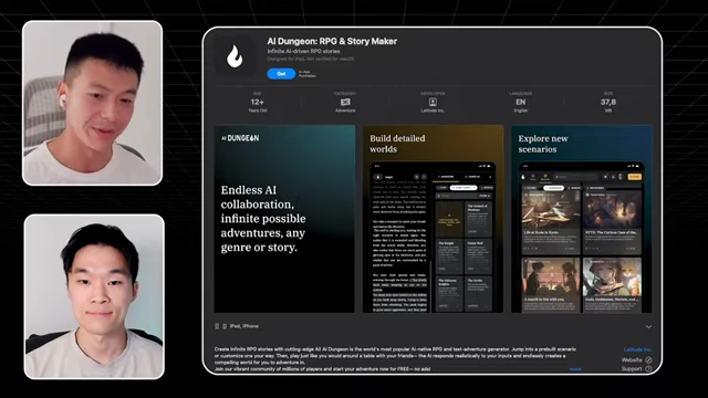 AI Dungeon app, an RPG & story maker, highlighting strong founder-market fit through a friend's passion for world-building