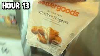 A bag of "bettergoods Gluten-free Chicken Nuggets," with the text "HOUR 13" overlaid.