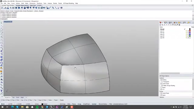 The starting point with three curved primary surfaces before any trimming.