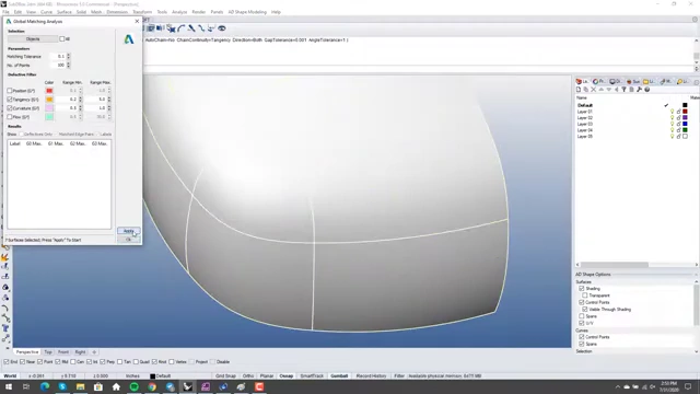 VSR analysis of the final trimmed corner surface confirms good tangency.