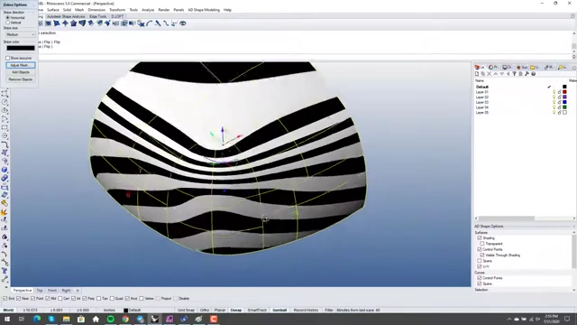 Zebra stripes analysis reveals smooth and continuous light flow across the entire model.