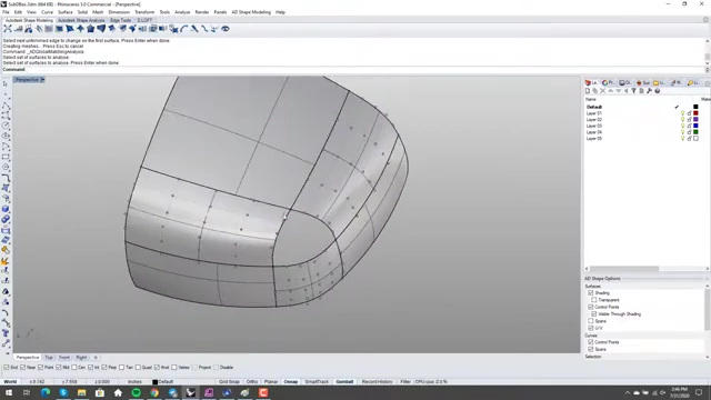The surface configuration, showing edges that were previously moved back to create space for the corner.