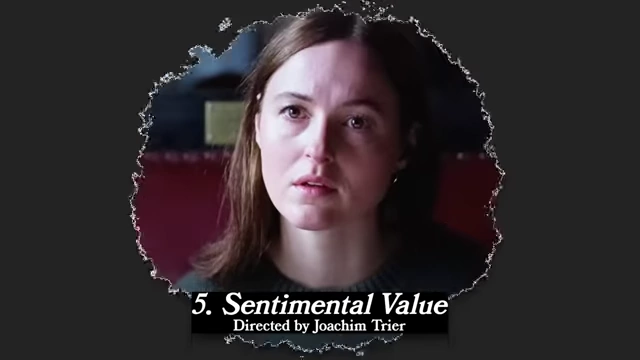 A woman with a serious expression, serving as the title card for "Sentimental Value."