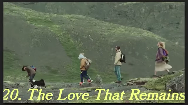 A family of four walking through a vast, green landscape from "The Love That Remains."