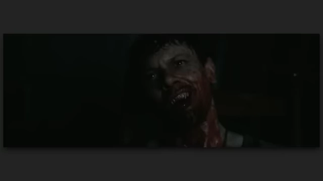 A man with blood on his face and sharp teeth, representing the vampire element in "Sinners."