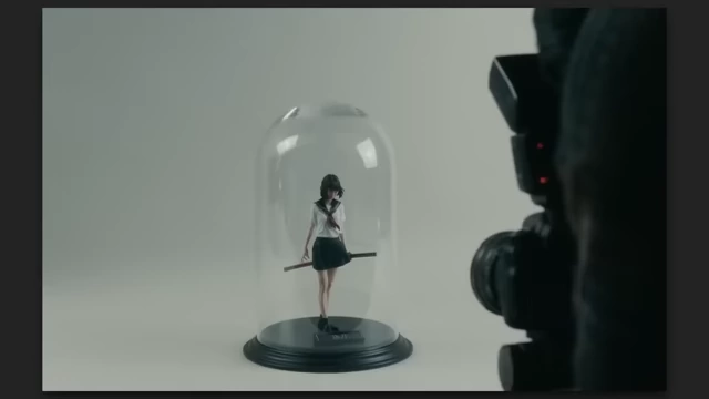 A miniature figure in a glass dome being photographed, symbolizing the digital representation of items in "Cloud."
