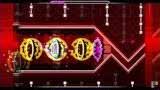 Geometry Dash gameplay with red and gold gears in a circuit-like environment