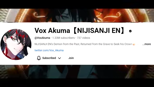 Vox Akuma's YouTube channel profile showing 1.33 million subscribers.