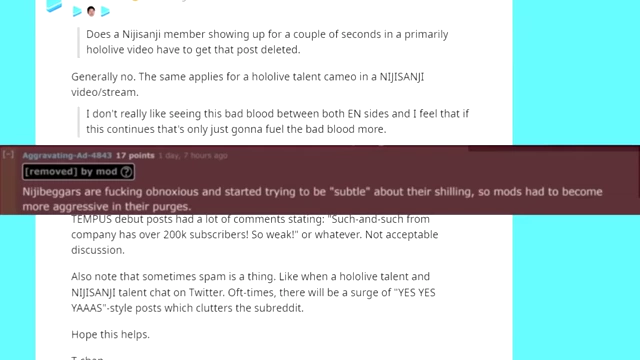 A Reddit post discussing tribalism between Hololive EN and Nijisanji EN fans.