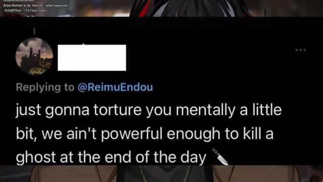 A tweet containing death threats directed at Reimu Endou.