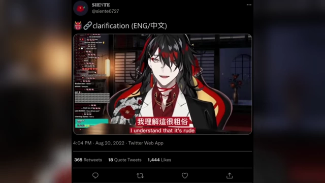 Vox Akuma's tweet clarifying his comment about Sonny Brisco's mom, with both English and Chinese text.