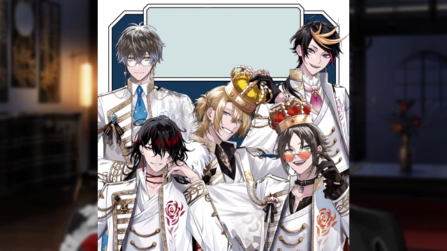 A group image of Luxiem members wearing crowns, used to illustrate the alleged favoritism within Nijisanji.