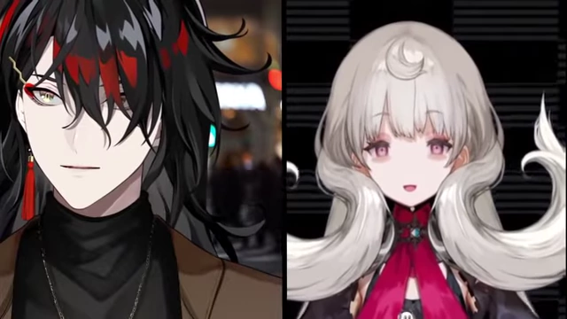 A split screen featuring Vox Akuma and Reimu Endou's VTuber avatars, representing their revealed relationship.