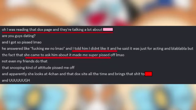 A Discord DM screenshot from Ramu recounting Vox Akuma's denial of their relationship by saying "Ew, no."
