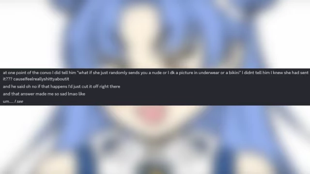 A Discord DM screenshot from Ramu detailing Vox Akuma's lie about cutting off communication with the fan if she sent explicit photos.