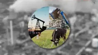 Sources of human methane emissions including oil/gas, landfill, and livestock