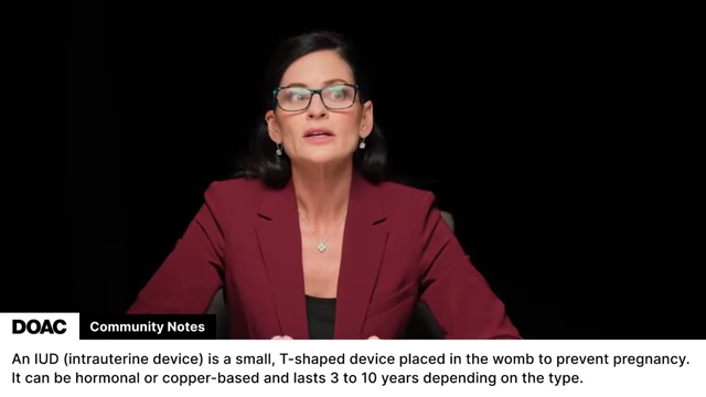 Community Notes define an IUD as a small T-shaped device placed in the womb to prevent pregnancy.