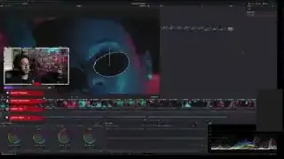 DaVinci Resolve interface showing a hand-drawn mask being tracked on sunglasses