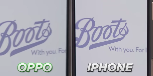 OPPO与iPhone上Boots应用Logo分辨率对比