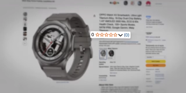 Oppo Watch在Amazon UK无评论，表明市场渗透率低